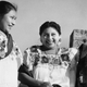 Two Mayan women visit the Temple of the Warriors circa 1950.